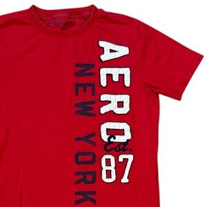Aeropostale AERO 87 New York T-Shirt Red Appliqué Letters Short Sleeve Medium